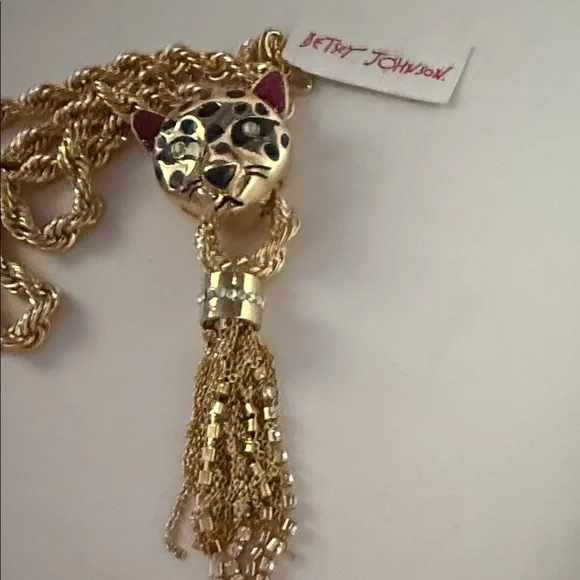Betsey Johnson Gold Leopard Pendant Necklace NWT - Picture 10 of 13
